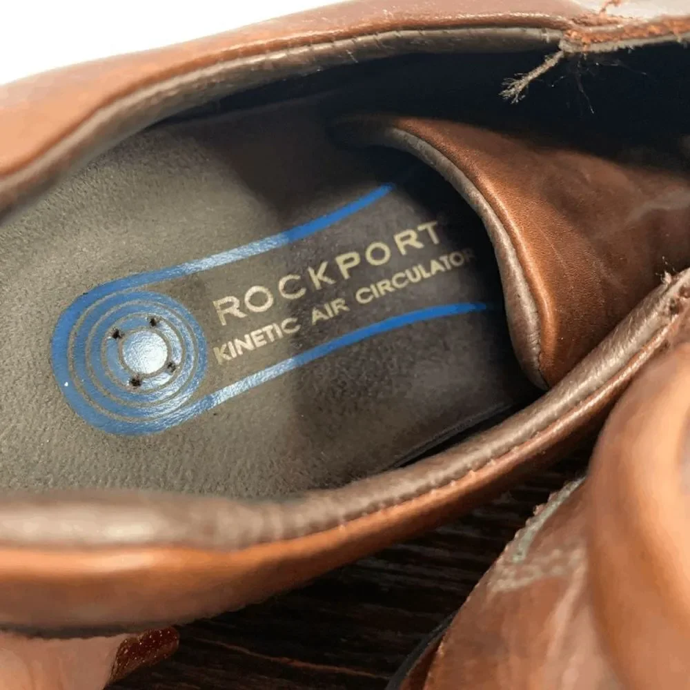 Rockport Leather Upper Lace Up Closed Toe Oxford Shoes Chestnut Brown Size 9M